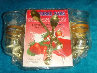 Turkish Tea Glass Cups with Strawberry Tea