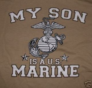 My Son Is A U.S. Marine Corps USMC TAN Adult T shirt