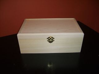 Unfinished Wooden Box with Hinges & Latch 13 3/4 x 7 1/4 x4