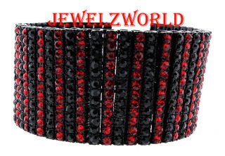 12 ROW ICED OUT BLACK & RED CZ HIP HOP BLING BRACELET HIGH QUALITY
