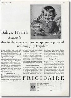 1929 For Babys Health   GE Frigidaire Refrigerator Ad