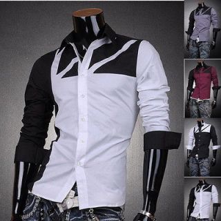   Dress Shirts Tops Casual Unique Black/White/Gr​ay S M L XL 8312