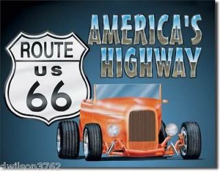   Hot Rat Street Rod Car Roadster Route 66 Garage Picture Metal Ad Sign