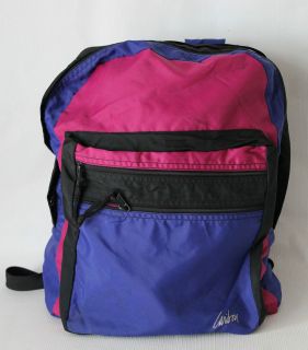 Vintage Caribou Nylon Backpack Day School Pack, Classic Neon Used