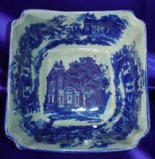 Victoria Ware Flow Blue & White English Country Compote Bowl Square