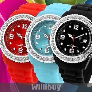   Crystal Trendy Wristwatch Ladiess Wommens Kids Fashion Watch U V