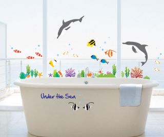   the Sea Dolphin and Fish Bathroom Decal Wall Stickers/Tile Stickers