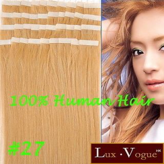 40pcs 100% Human Hair 3M Tape in Extensions Remy #27 (Light Auburn)