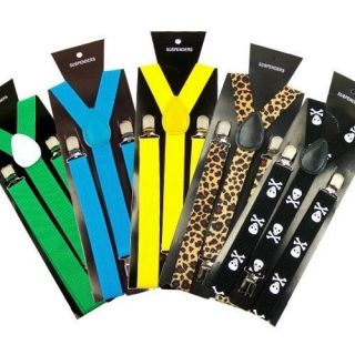 NEW Unisex Elastic Suspenders Braces Adjustable Clip on