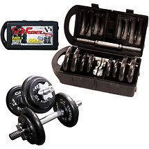 40 lb Adjustable Dumbbell Weight Set w/Case by Cap Barbell 2 dumbells 