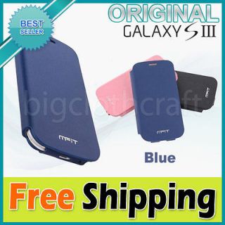 Galaxy S3 III] Mfit Blue Real Leather Cover Genuine Flip Case for GT 