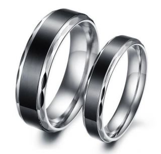   Steel Black Vintage Promise Ring Love Couple Wedding Bands Engagement