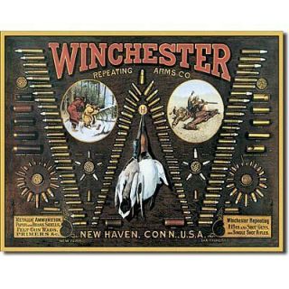 Winchester TIN SIGN Bullet Chart hunting Gun ammo Display vintage 