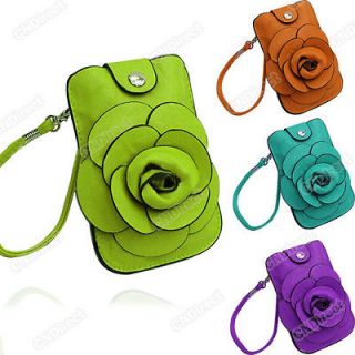 Ladies Cute Camellia cell phone case bag key bag flower pouch new 2012