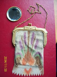 Antique Art Deco Whiting and Davis Flapper Girl Mesh Purse/Bag With 