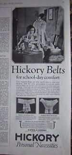 1926 Hickory Sanitary Belts for School Day Comfort Protection Ad