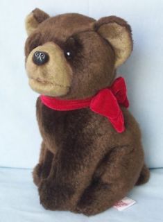 Russ GRIZZLY Bear Cub Plush w Red Velour Bow Darling!