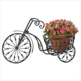 Wrought Iron CHILD TRICYCLE POTTED PLANT STAND Holder Bicycle Garden 