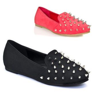 Womens Shoes Spike Studded Loafers Flats Red Size 5.5 6 6.5 7 7.5 8 8 