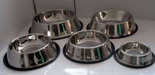 No Tip NON SLIP DOG or CAT FOOD or WATER BOWL STAINLESS STEEL Pet BOWL