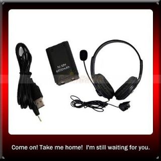 Big Live Headset +4800mah Battery+USB Charger Cable for Xbox 360 Con