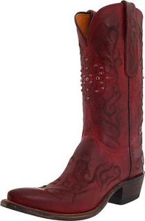 Womens Lucchese N4724 Red Burnished Goat Cowboy Boots