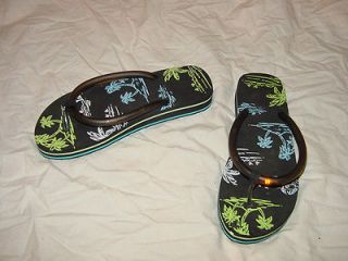 WORN WELL lighted tropical palm tree sandals flip flops thongs shoes 9 