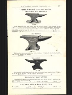1910 AD Blacksmiths Anvils Peter Wright Hay Burden Columbian Champion 