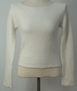 Wet Seal Ivory Boat Neck Collar Angora Lambswool Sweater Size Large 