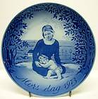 1973 Georg Jensen First Issue MOTHERS DAY Blue & White Porcelain Plate 