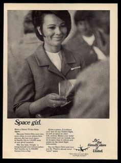 1968 United Airlines unusual Space Girl ticket agent photo vintage 