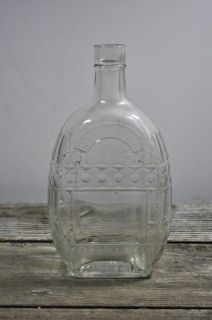Antique Ornate Glass Whiskey Liquor Bottle 8 3/4 Prohibition Era?