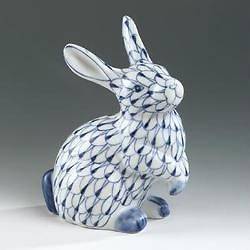 Andrea by Sadek 5.75 Blue Net Bunny Rabbit with Paws Up China 