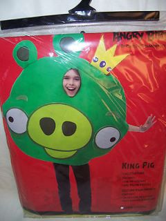 Kids Child Sized Angry Birds Green King Pig Costume Dress Up Outfit 8 