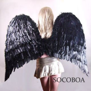 SUPER LARGE Black Feather Angel Costume Wings Men Halloween XXL adult 