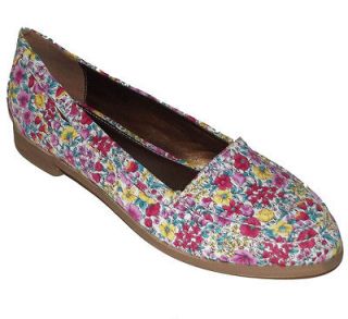NEW Pink Yellow Green White Flowers Floral FLAT Ballet Moccasins WOMEN 