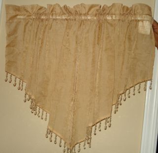 Voile Ascot Sheer Sheers Window Curtain Valance Beads Brown Chocolate 