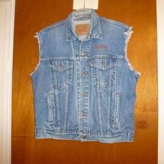   Cut Off Classic Denim Motorcycle Vest with Aladdin Logo   Size 44