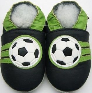 Mini Shoezoo football soccer black 0 6 mois chaussons cuir bebe