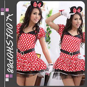 6010 New Minnie Mickey Mouse Fancy Dress Up Halloween Costume & Ears