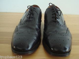 CHURCHS Royal Tweed Black Premium Grade Leather Wingtip Shoes Oxfords 