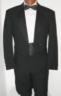 New Mens Black After Six Tuxedo 6 Button Tailcoat Formal Wedding 56S