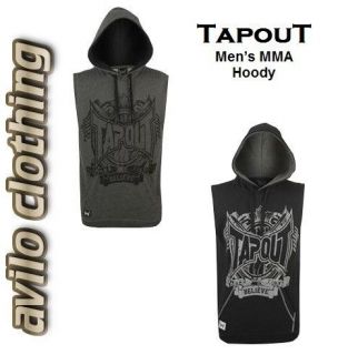 New Tapout MMA Mens Hoody Sleeveless Hoodie Top Hooded Neck, Black 