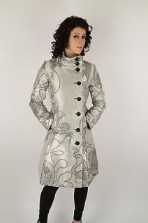 Desigual   Size 40   Nutell Coat Abrig Coat Silver Black Embroidered 
