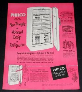 1949 OLD MAGAZINE PRINT AD, PHILCO REFRIGERATOR, ADVANCED DESIGN