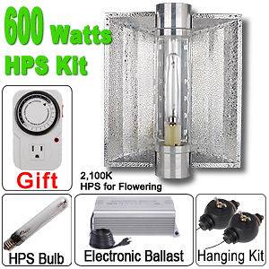 600w HPS Grow Light Kit Air Cool Tube 2 in 1 Reflector 600 Watt 