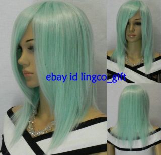 Short aquamarine aqua cyan light blue Japanese anime wigs COSPLAY cos 