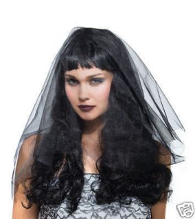 Gothic Black Widow Costume Wig With black veil Goth Chic Monster Bride 