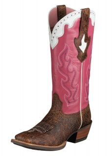 Ariat Womens NEW 10006303 Crossfire Caliente Pink Brown Cowboy Western 