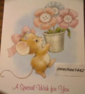 Ruth Morehead Birthday Greeting Card Mouse with Thimble Full of 